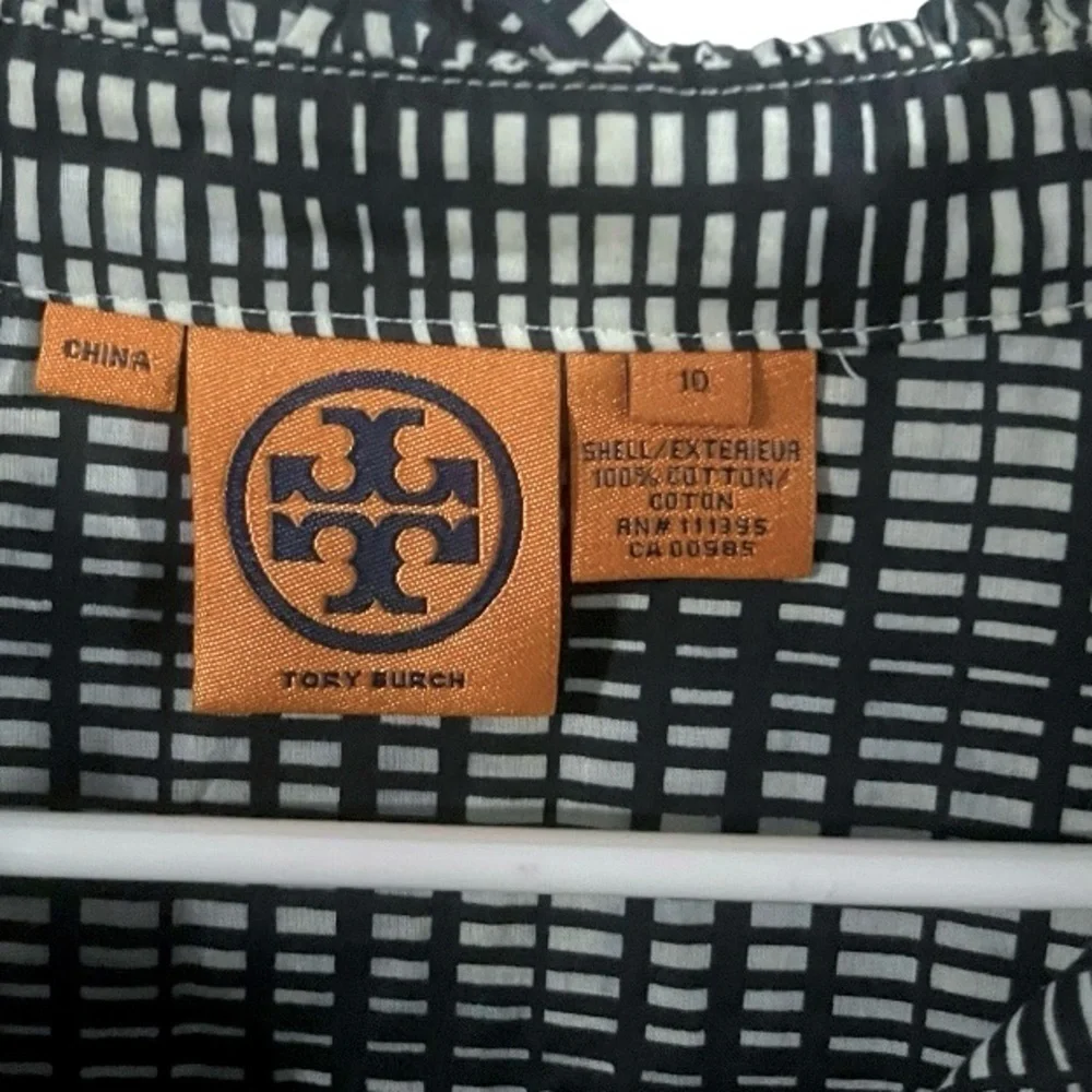 Like New! Tory Burch Deneuve black Plaid Ruffle Top Size 10